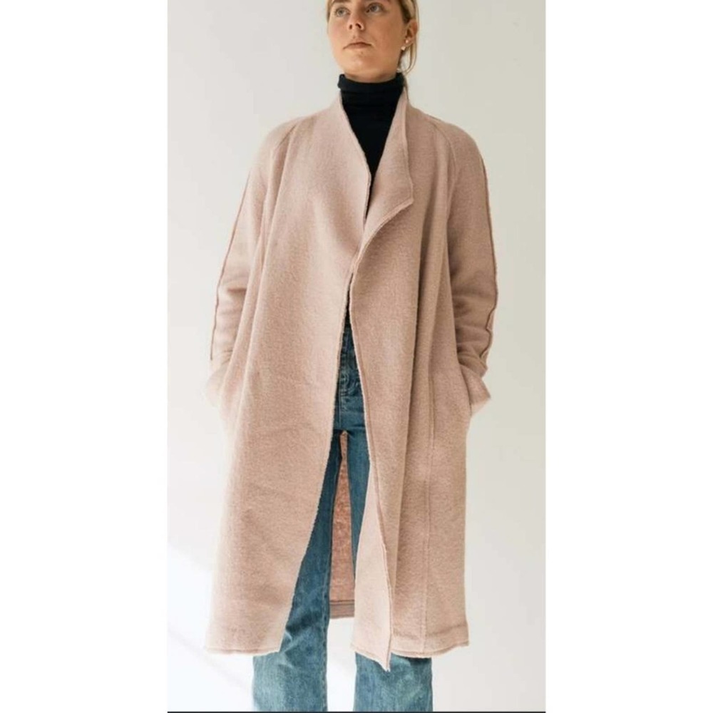 Tahari Dusty Pink Long Open Front Coat